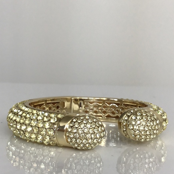 Fabulous Joan Boyce pave hinged cuff bracelet in golden yellow shade (S/M) - Picture 1 of 9